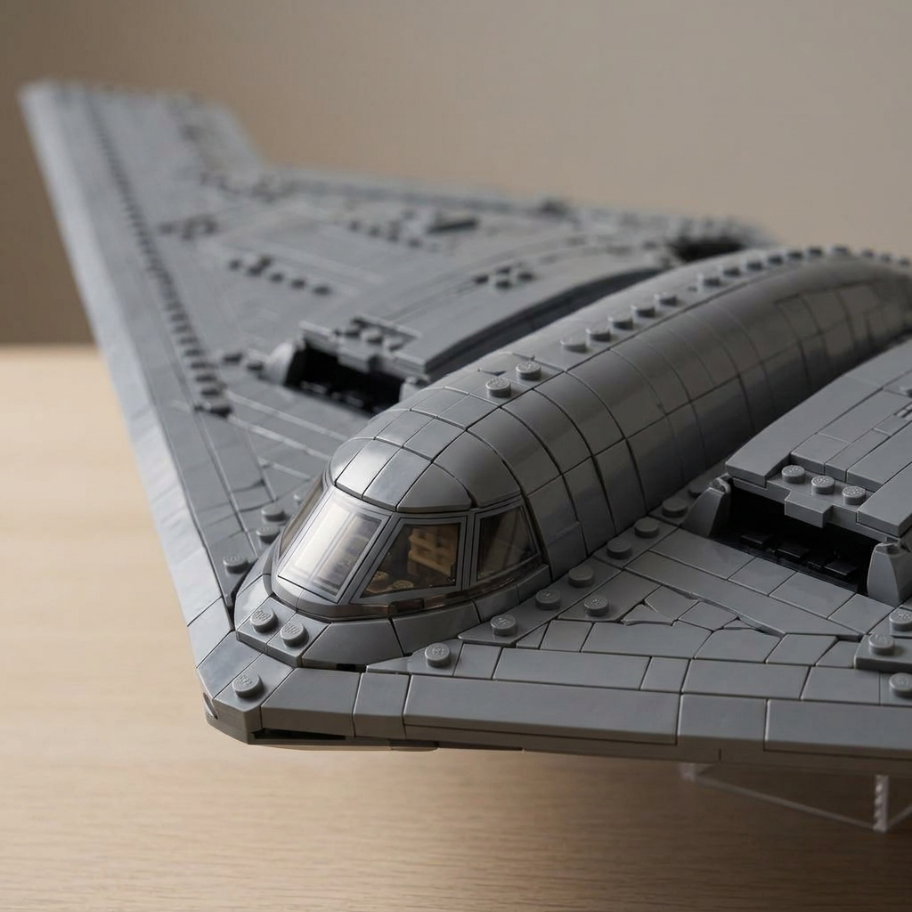 B-2 Spirit brick model — cockpit and leading edge close-up