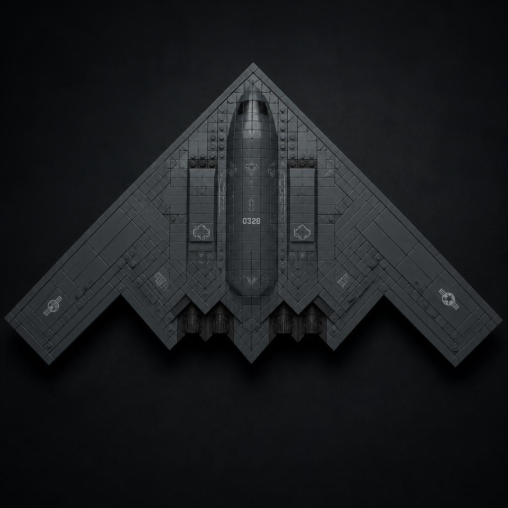 B-2 Spirit brick model — top-down flying wing view