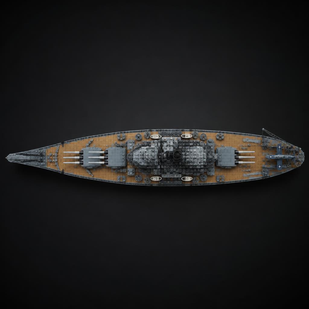 USS Missouri brick model — top-down deck view