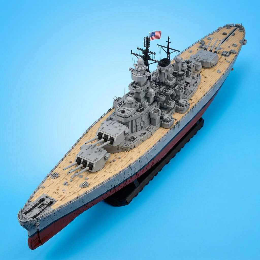 USS Missouri brick model — top-down deck view