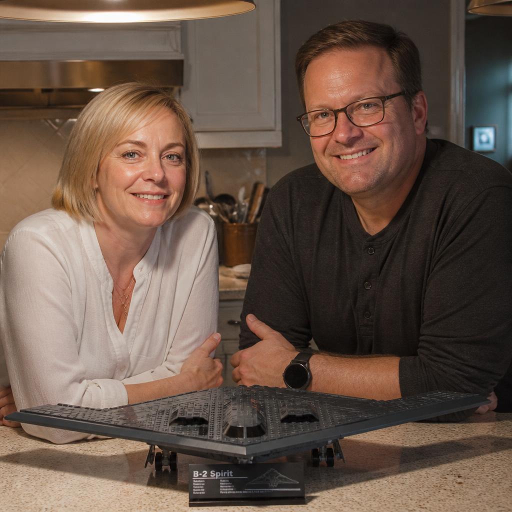 Karen & Dave M. with their Brick Force B-2 build