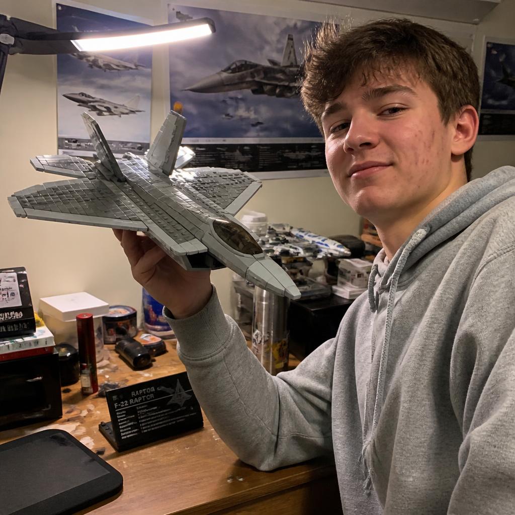 Tyler M., 16 with their Brick Force F-22 build